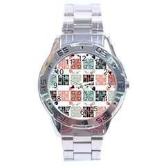 Mint Black Coral Heart Paisley Stainless Steel Analogue Watch by Simbadda