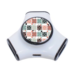 Mint Black Coral Heart Paisley 3-port Usb Hub by Simbadda