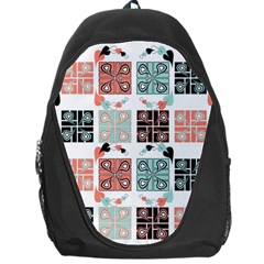 Mint Black Coral Heart Paisley Backpack Bag by Simbadda