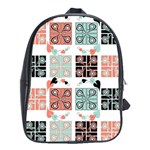 Mint Black Coral Heart Paisley School Bags (XL)  Front