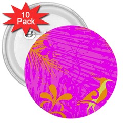 Spring Tropical Floral Palm Bird 3  Buttons (10 Pack)  by Simbadda