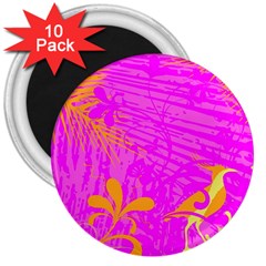 Spring Tropical Floral Palm Bird 3  Magnets (10 Pack)  by Simbadda