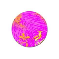 Spring Tropical Floral Palm Bird Magnet 3  (round) by Simbadda