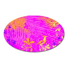 Spring Tropical Floral Palm Bird Oval Magnet by Simbadda