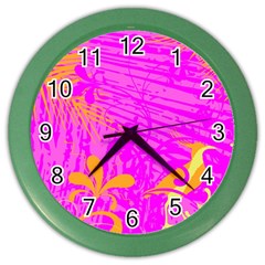 Spring Tropical Floral Palm Bird Color Wall Clocks by Simbadda