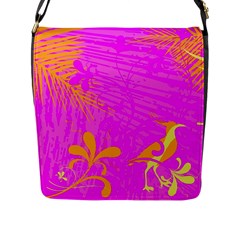 Spring Tropical Floral Palm Bird Flap Messenger Bag (l)  by Simbadda