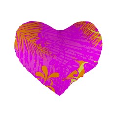 Spring Tropical Floral Palm Bird Standard 16  Premium Flano Heart Shape Cushions by Simbadda