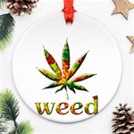 Marijuana Leaf Bright Graphic Ornament (Round) Front