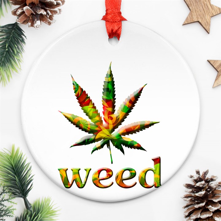 Marijuana Leaf Bright Graphic Ornament (Round)