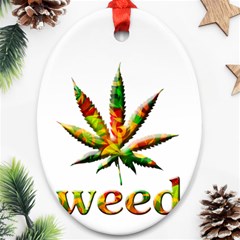 Marijuana Leaf Bright Graphic Ornament (oval) by Simbadda