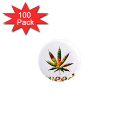 Marijuana Leaf Bright Graphic 1  Mini Magnets (100 Pack)  by Simbadda