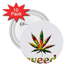 Marijuana Leaf Bright Graphic 2 25  Buttons (10 Pack)  by Simbadda