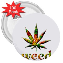 Marijuana Leaf Bright Graphic 3  Buttons (100 Pack)  by Simbadda