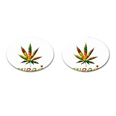 Marijuana Leaf Bright Graphic Cufflinks (oval) by Simbadda