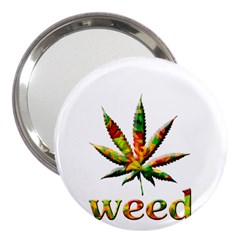 Marijuana Leaf Bright Graphic 3  Handbag Mirrors by Simbadda