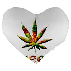 Marijuana Leaf Bright Graphic Large 19  Premium Heart Shape Cushions by Simbadda