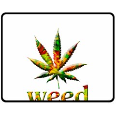 Marijuana Leaf Bright Graphic Double Sided Fleece Blanket (medium)  by Simbadda