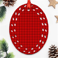 Red And Black Oval Filigree Ornament (two Sides)