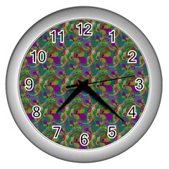 Pattern Abstract Paisley Swirls Wall Clocks (silver)  by Simbadda