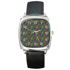 Pattern Abstract Paisley Swirls Square Metal Watch by Simbadda