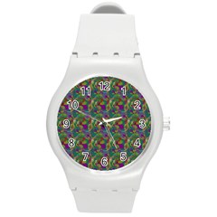 Pattern Abstract Paisley Swirls Round Plastic Sport Watch (m) by Simbadda