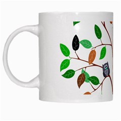 Tree Root Leaves Owls Green Brown White Mugs by Simbadda