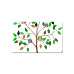 Tree Root Leaves Owls Green Brown Magnet (Name Card) Front