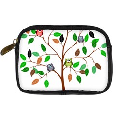 Tree Root Leaves Owls Green Brown Digital Camera Cases by Simbadda