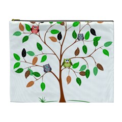 Tree Root Leaves Owls Green Brown Cosmetic Bag (xl)