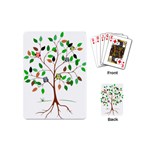 Tree Root Leaves Owls Green Brown Playing Cards (Mini)  Back