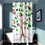 Tree Root Leaves Owls Green Brown Shower Curtain 36  x 72  (Stall)  Curtain(36 X72 ) - 33.26 x66.24  Curtain(36 X72 )