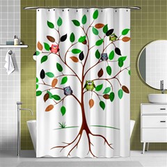 Tree Root Leaves Owls Green Brown Shower Curtain 48  X 72  (small) 