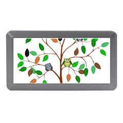 Tree Root Leaves Owls Green Brown Memory Card Reader (mini) by Simbadda