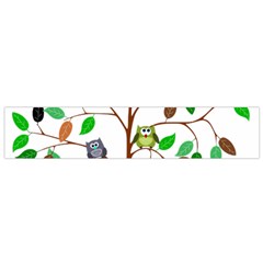 Tree Root Leaves Owls Green Brown Flano Scarf (small) by Simbadda