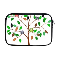 Tree Root Leaves Owls Green Brown Apple Macbook Pro 17  Zipper Case by Simbadda