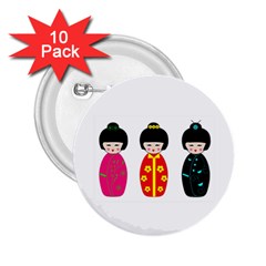 Japanese Dolls Button (10 Pack) by pixiedust