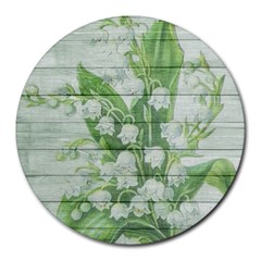 On Wood May Lily Of The Valley Round Mousepads by Simbadda