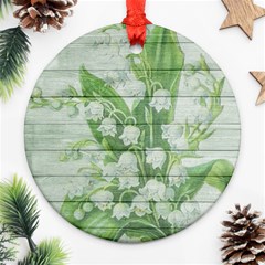 On Wood May Lily Of The Valley Ornament (round) by Simbadda