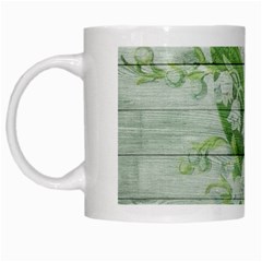 On Wood May Lily Of The Valley White Mugs by Simbadda