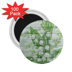 On Wood May Lily Of The Valley 2 25  Magnets (100 Pack)  by Simbadda