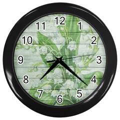 On Wood May Lily Of The Valley Wall Clocks (black) by Simbadda