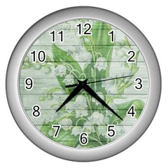 On Wood May Lily Of The Valley Wall Clocks (silver)  by Simbadda