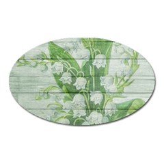 On Wood May Lily Of The Valley Oval Magnet by Simbadda