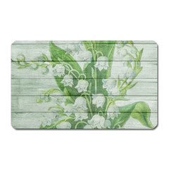 On Wood May Lily Of The Valley Magnet (rectangular) by Simbadda