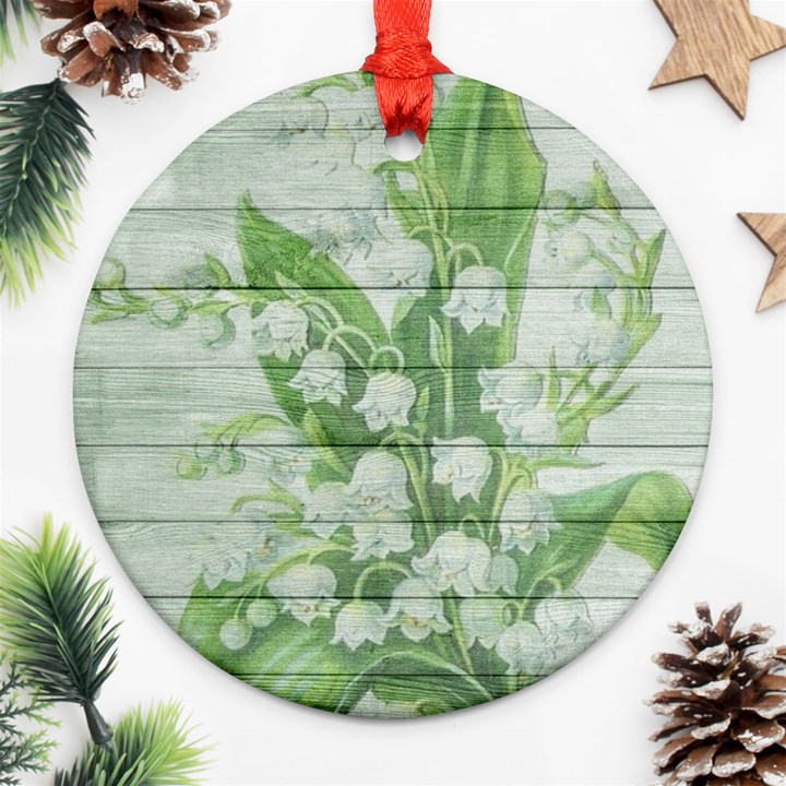 On Wood May Lily Of The Valley Round Ornament (Two Sides)