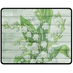 On Wood May Lily Of The Valley Fleece Blanket (medium)  by Simbadda