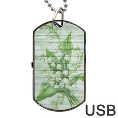 On Wood May Lily Of The Valley Dog Tag Usb Flash (one Side) by Simbadda