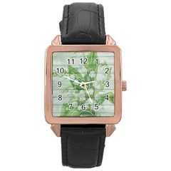 On Wood May Lily Of The Valley Rose Gold Leather Watch  by Simbadda