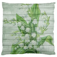 On Wood May Lily Of The Valley Large Flano Cushion Case (one Side) by Simbadda