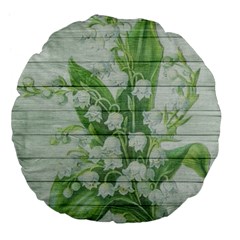 On Wood May Lily Of The Valley Large 18  Premium Flano Round Cushions